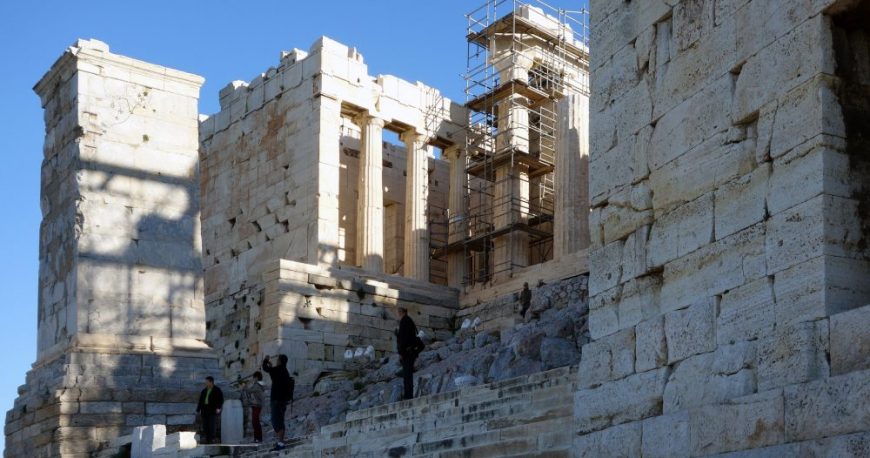 Mnesikles, The Propylaea, 437-32 B.C.E., marble, Acropolis, Athens