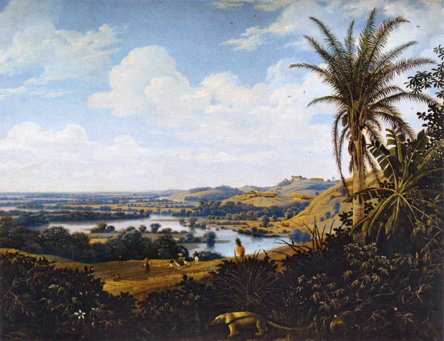 Frans Post, <em>Brazilian Landscape with Anteater</em>, 1649, oil on canvas 52,8 x 69,3 cm (Alte Pinakothek, Munich, CC BY-SA 4.0)