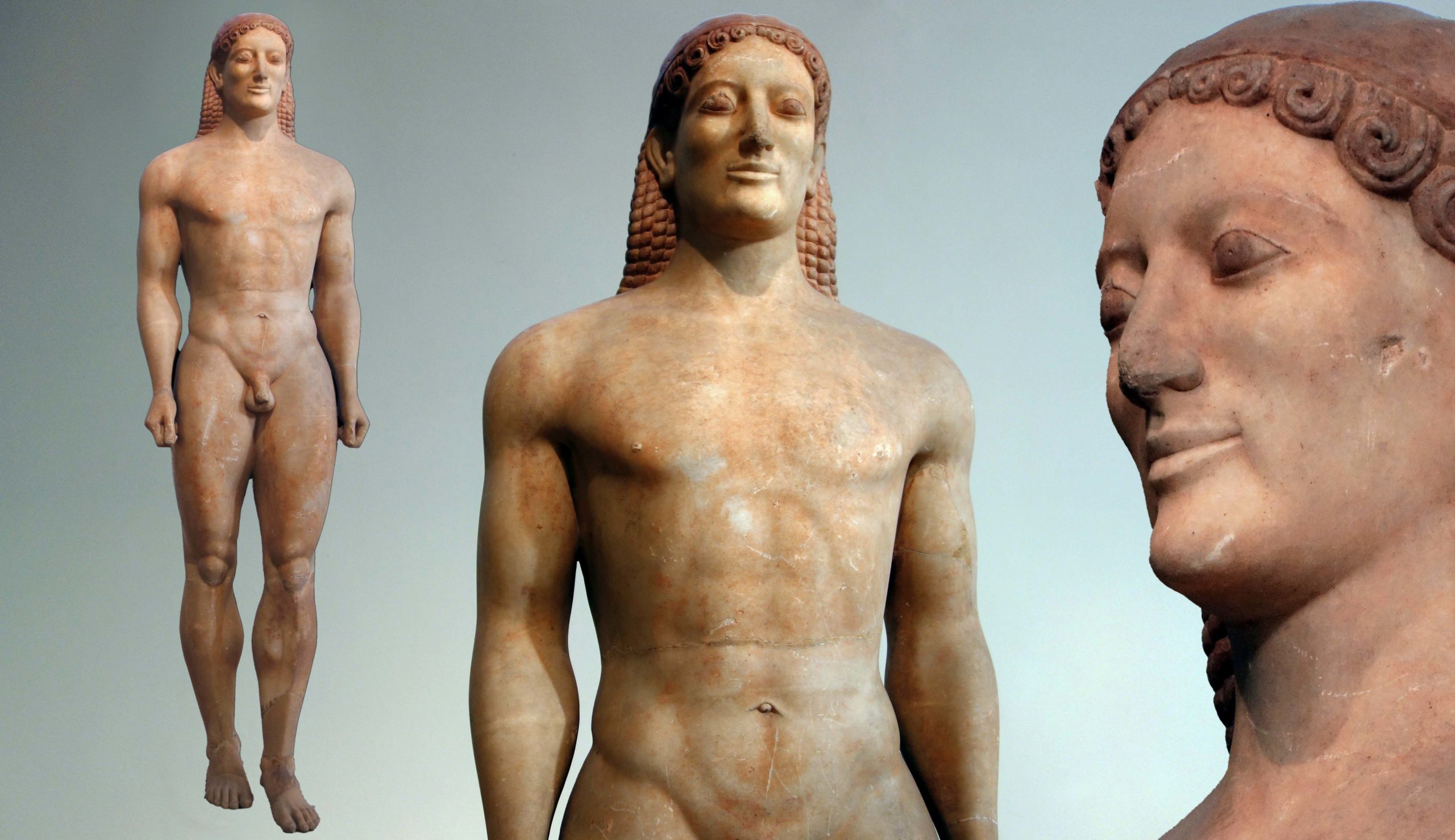 Anavysos (Kroisos) Kouros, c. 530 B.C.E., marble, 6' 4" (National Archaeological Museum, Athens)