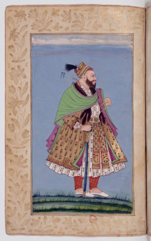 Unknown Artist, Portrait of Sultan Abul Hasan Qutb Shah, Golconda, India, ca. 1672-74. In a Golconda portrait album. Opaque watercolor, ink and gold on paper, c. 19 x 30 cm. Bibliothèque nationale de France, Paris, Smith-Lesouëf 232, f. 18v. Bibliothèque Nationale de France (Gallica)